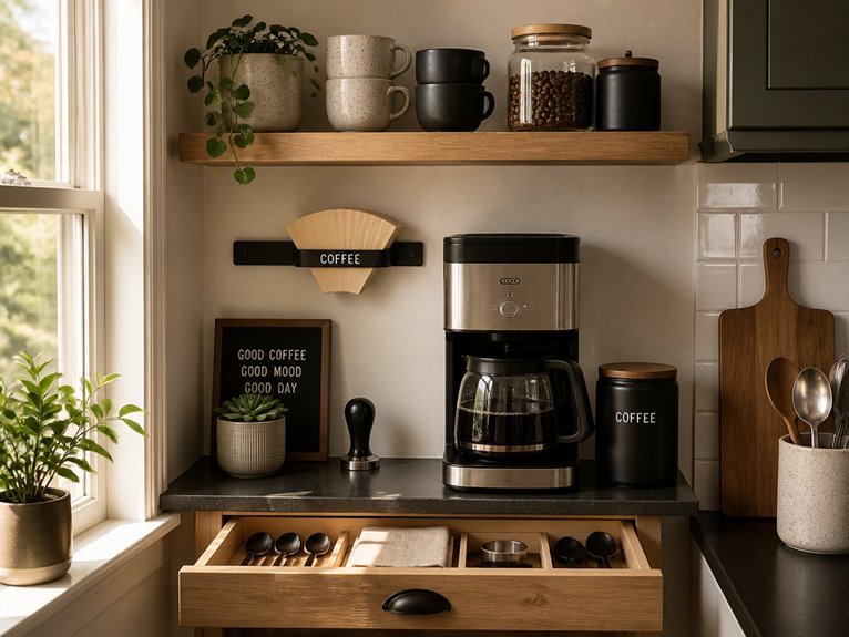 clutter free coffee station organization