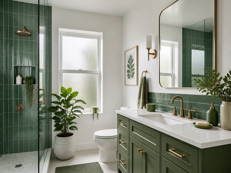 green and white bathroom designs