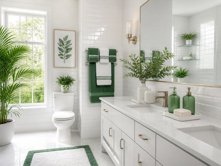 inviting green and white decor