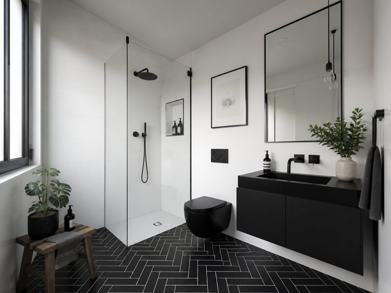 monochrome minimalist bathroom design
