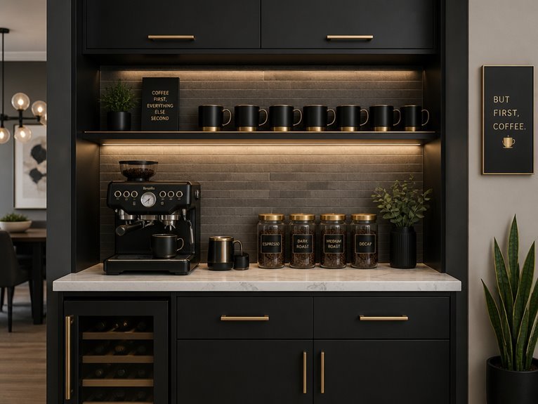 sleek modern coffee bar